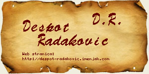 Despot Radaković vizit kartica